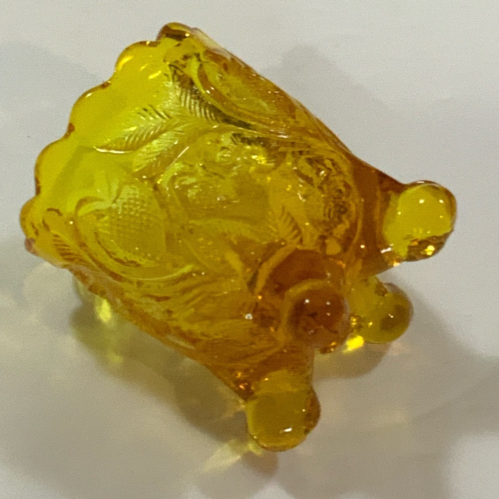 Kanawha Inverted Strawberry Toothpick Holder Footed Amber Vintage Glass - Picture 3 of 4
